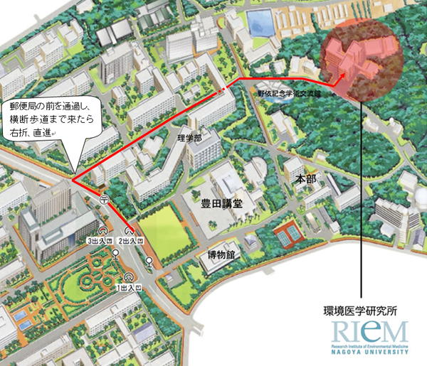 学内における環境医学研究所の位置